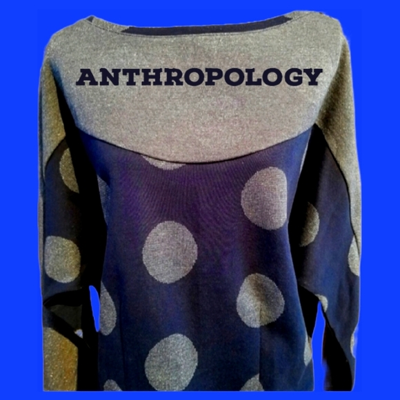 Anthropologie Tops - Anthropology Navy & Silver Polka-dot Top. Brand New!